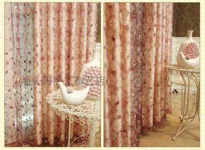 欧式紫色花窗帘纱帘碎花中式现代田园客厅卧室百搭定制窗帘布成品