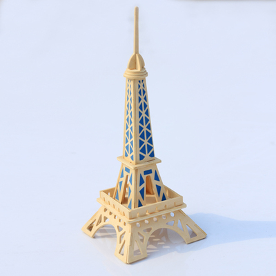 儿童diy木质益智玩具批发木制3D立体木制拼图 小艾菲尔铁塔模型