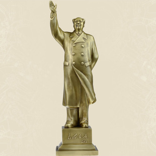 毛泽东纯铜雕塑工艺家居办公摆件毛主席风水镇宅铜像43.8