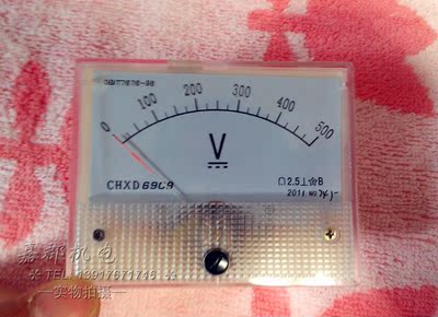 上海旭度 指针式69C9 A/V 0-500V直流电压表 直接式 板表 表头