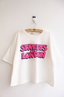 韩版宽松白色字母T恤 streets london