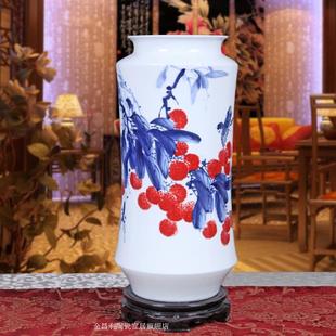 台面花瓶 简约现代景德镇陶瓷 仿真花手绘瓷器
