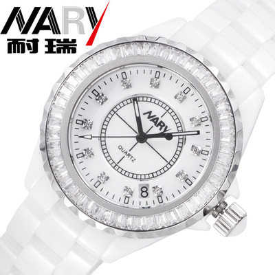 2015新款耐瑞NARY正品陶瓷手表白高贵气质女表热销时尚女士腕表