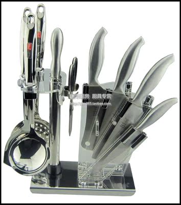 十件套刀不锈钢切片刀砍刀剪刀面包刀水果刀铲勺漏勺刀架德国BASS