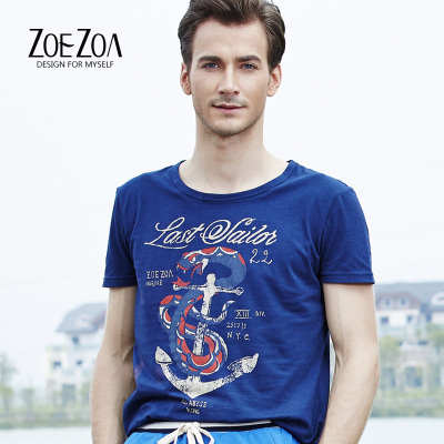 ZOEZOA原创设计品牌时尚个性印花纯棉短袖圆领男士T恤 男士休闲服