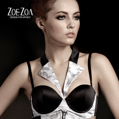 ZOEZOA原创设计品牌色丁无痕上托聚拢薄模杯文胸女士内衣SW82009