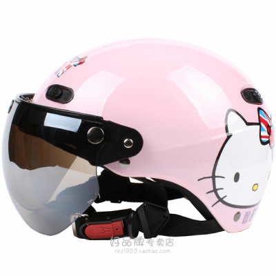 包邮！台湾进口 EVO正版 英国HelloKitty粉色 电动哈雷摩托车头盔
