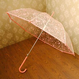 特价创意卡通公主伞韩国透明雨伞可爱长柄铁塔图案星星伞直柄雨伞