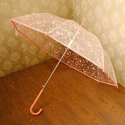 特价创意卡通公主伞韩国透明雨伞可爱长柄铁塔图案星星伞直柄雨伞
