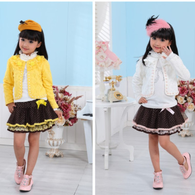 包邮童装2015女童秋装新款套装儿童套韩版长袖三件套裙装公主裙子