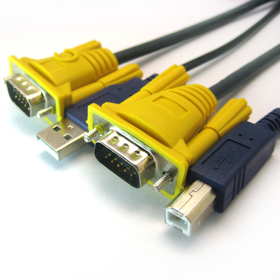 KVM双并线 USB打印线+VGA线 KVM切换器专用线 连接线1.5米