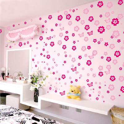 浪漫小花墙贴纸卧室温馨创意墙上贴画可移除客厅墙壁装饰墙纸贴画