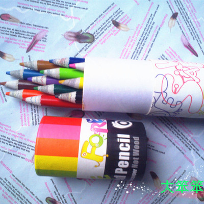 新品 惠林环保彩色铅笔 12色 24色 创意绘画桶装水溶彩色铅笔