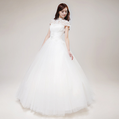 2015春夏新款婚纱礼服 韩版复古蕾丝包肩A摆 结婚新娘齐地婚纱