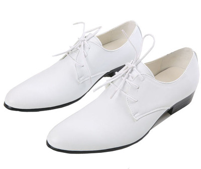 男士休闲鞋商务结婚皮鞋尖头韩版潮流英伦时尚秋季流行男鞋子白色