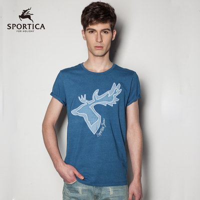 斯波帝卡sportica 2014新款全棉针织刺绣T 自由航海者纯棉短袖T恤