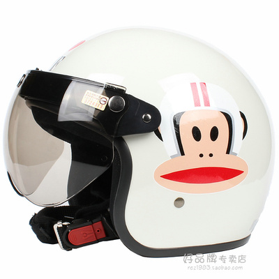 包邮！台湾进口 EVO正版 大嘴猴 米白 电动摩托车头盔 半盔冬盔