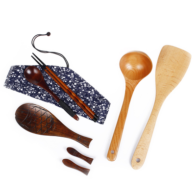 日式木质 木铲 汤勺 学生携带筷子勺子 饭勺 筷子夹