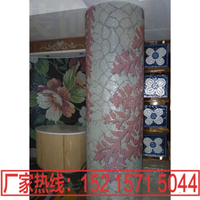 【厂家直销】玻璃陶瓷通体水晶马赛克包柱子红枫叶子电视机背景墙
