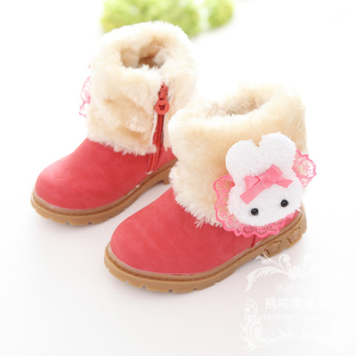 儿童棉鞋冬季女宝宝1-3岁2雪地靴4加绒0小童保暖鞋子5女孩冬鞋潮6