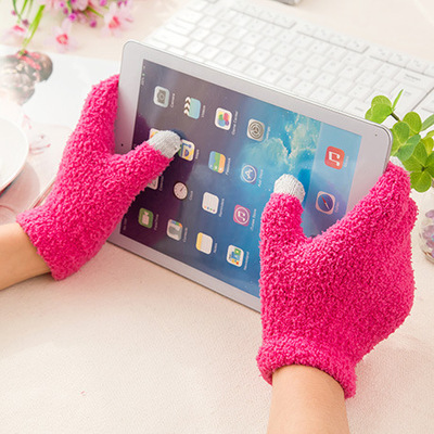 冬季电容触屏手套 保暖珊瑚绒触控手套 触摸屏手套 保暖通用手套