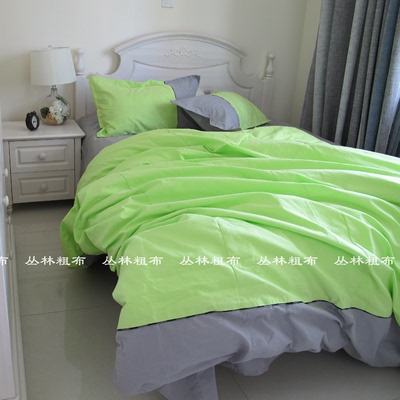 韩式春夏纯棉4件套 床上用品全棉四件套床单被套老粗布1.5/1.8m