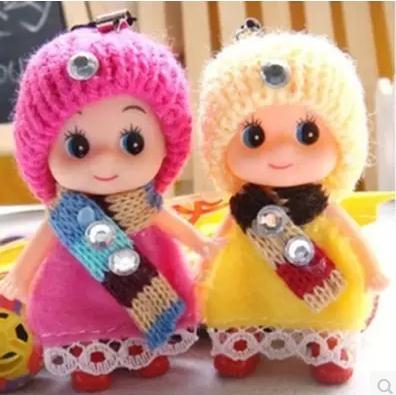 创意迷糊娃娃公仔手机挂件毛绒玩具婚庆礼物礼品小号芭比娃娃饰品