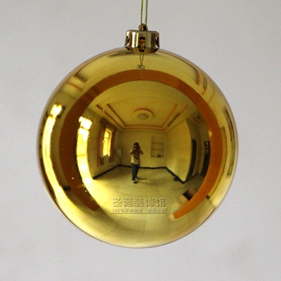 圣诞装饰品圣诞树 节日吊饰 15cm金色亮光球  银色大号圣诞球