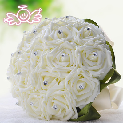 韩式仿真新娘手捧花球创意结婚纱照摄影道具 伴娘仿真花玫瑰花束