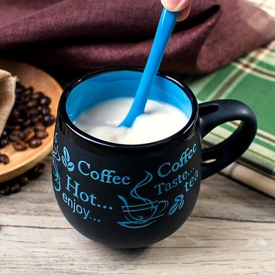 星巴克杯子咖啡杯欧式带盖勺创意陶瓷马克杯复古黑水杯茶杯牛奶杯