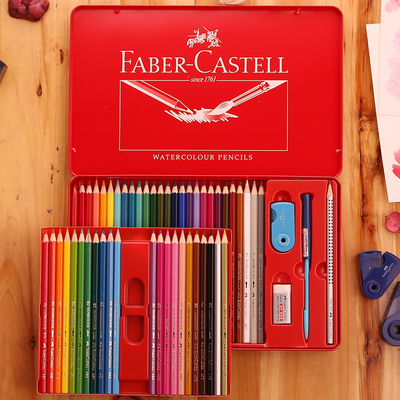 辉柏嘉水溶性彩铅12 24 36 48色彩色铅笔 铁盒 水溶彩铅 油性纸盒