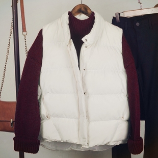 2016冬季米白色马甲面包服加厚棉衣黑色夹克无袖外套大码韩版棉袄