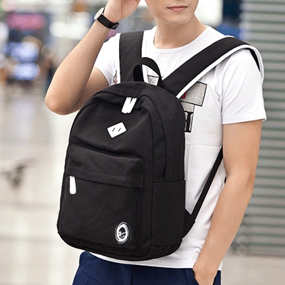 男包帆布双肩包学生书包可装电脑黑色蓝色韩版包包男背包 F1X201