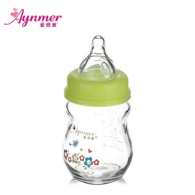 爱因美 玻璃奶瓶 婴儿宽口防摔玻璃奶瓶 新生儿宝宝奶瓶宽口径