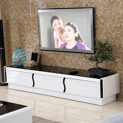 黑白色烤漆电视柜时尚现代简约电视柜 电视柜简约客厅组装电视柜