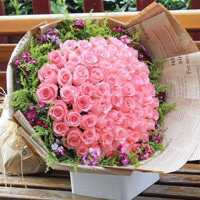 上海鲜花速递特价订购66朵粉玫瑰戴安娜同城配送黄埔静安徐汇长宁