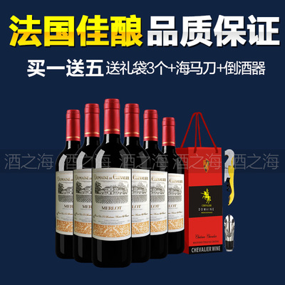 法国原瓶进口红酒 骑士古堡原瓶进口葡萄酒特价整箱6支装红酒