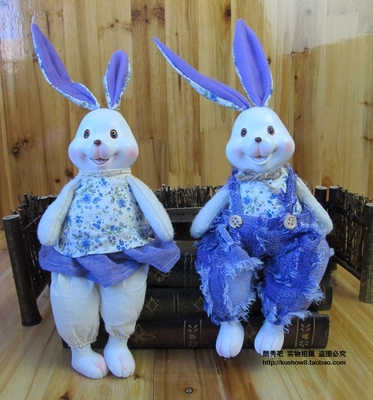 家居装饰品摆设结婚礼物 男女兔子对 书房桌面饰品树脂礼品 摆件