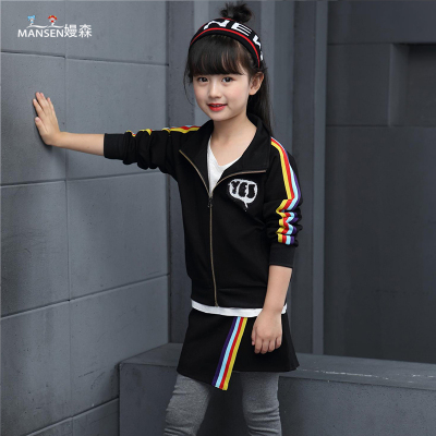 儿童装2016新款童装女童长袖套装中大童休闲运动裙裤韩版两件套