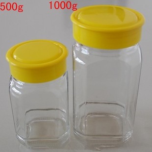 玻璃1斤2斤八角蜂蜜瓶圆包装瓶燕窝瓶储物罐密封罐方酱菜瓶