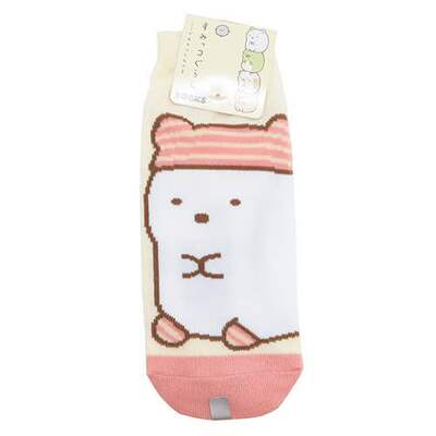 预定日本正品代购超人气超可爱角落生物小熊图案白色背景式短袜子