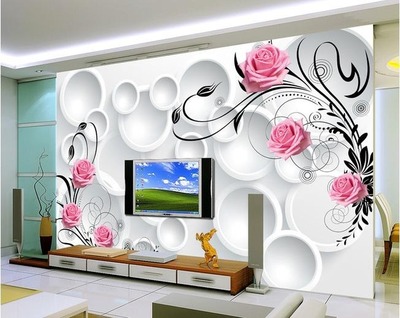 电视背景墙壁画中式客厅沙发现代简约墙画3D立体无缝大型定制壁画
