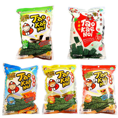 6袋包邮 泰国进口零食小老板紫菜海苔片 炸紫菜 6味可选 36g