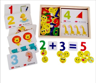 包邮木制益智玩具 趣味数字学习盒 儿童数字卡算术早教玩具