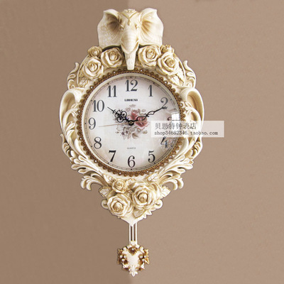 个性欧式钟表时尚艺术挂钟创意壁钟静音摆钟石英钟大象客厅挂表钟