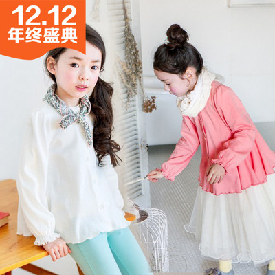 韩国童装2015新款女童秋装开衫大摆上衣中大童学生儿童纯棉外套