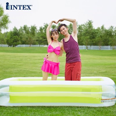 INTEX长方形小型家庭泳池儿童玩沙池家用婴儿游泳池加厚充气泳池