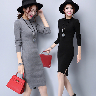 2015新款大码韩版女士毛衣中长款打底衫长袖羊绒针织衫修身显瘦潮