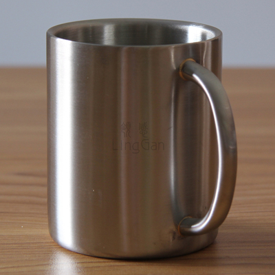 领感304加厚双层不锈钢马克咖啡杯 磨砂简约可爱隔热随手口杯水杯