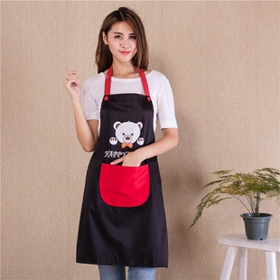 韩版时尚可爱卡通防水围裙 男女情侣厨房做饭 防油护衣成人工作服